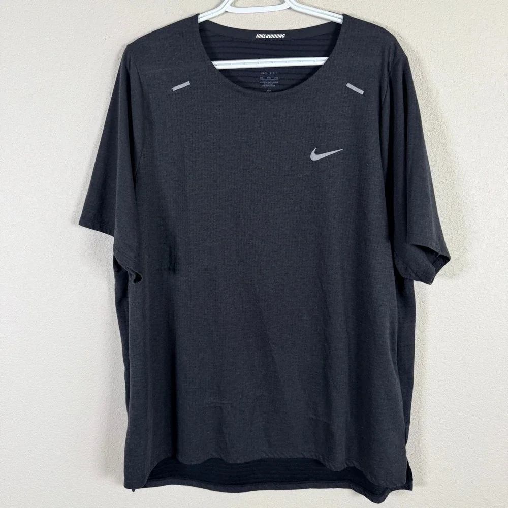 Nike Running Dri-FIT Rise 365 Shirt Mens 2XL Black DD1534-010 Short Sleeve